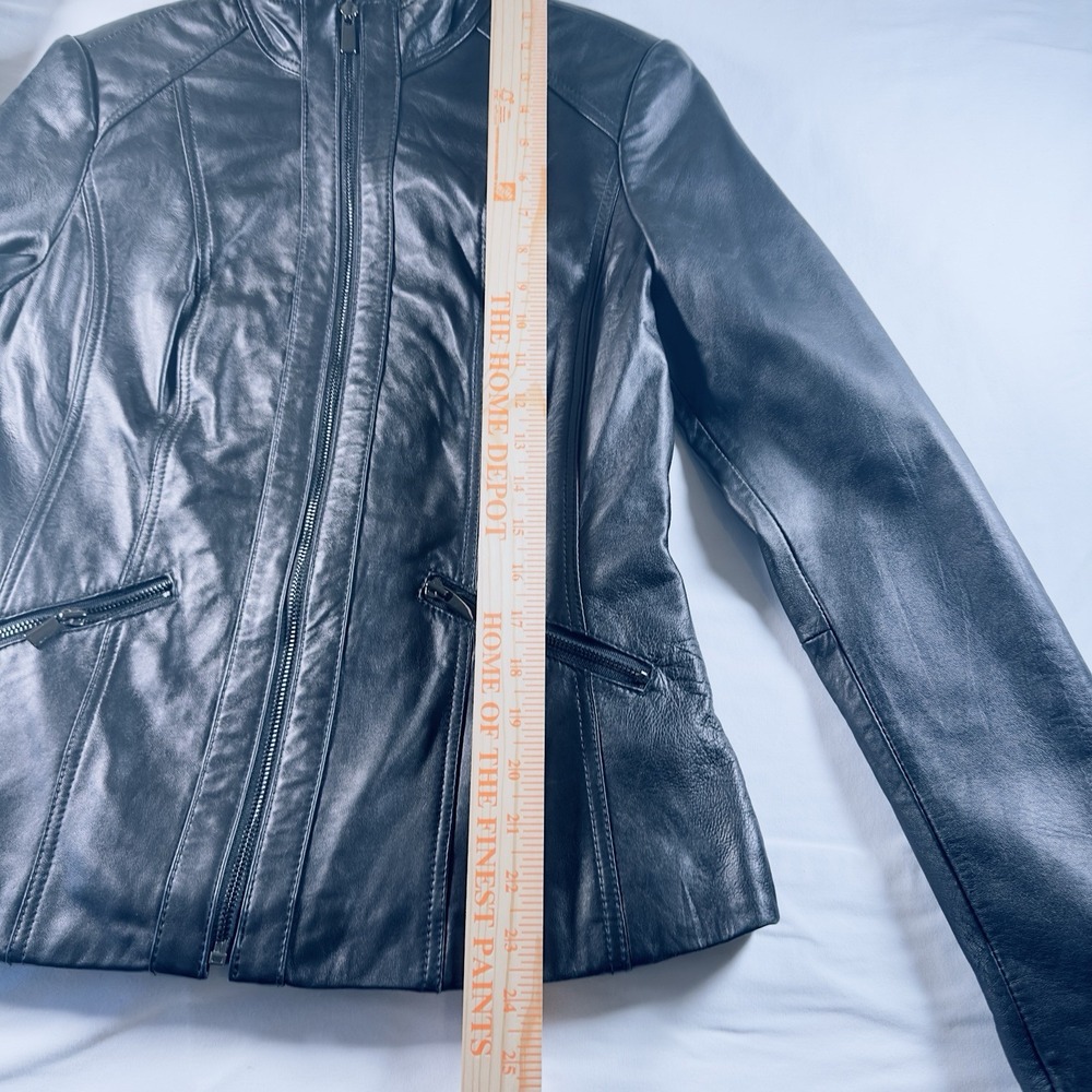 Avanti Leather Jacket Women Medium Black Fitted Zippered Soft  Moto Biker - Picture 10 of 16